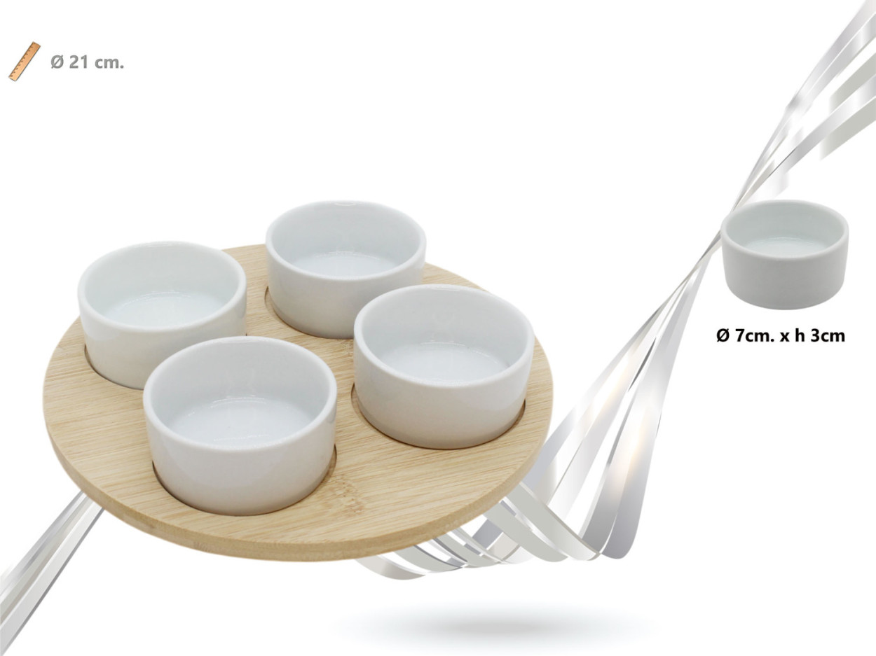 SET 4 CIOTOLE CON BASE LEGNO 015025 52548
