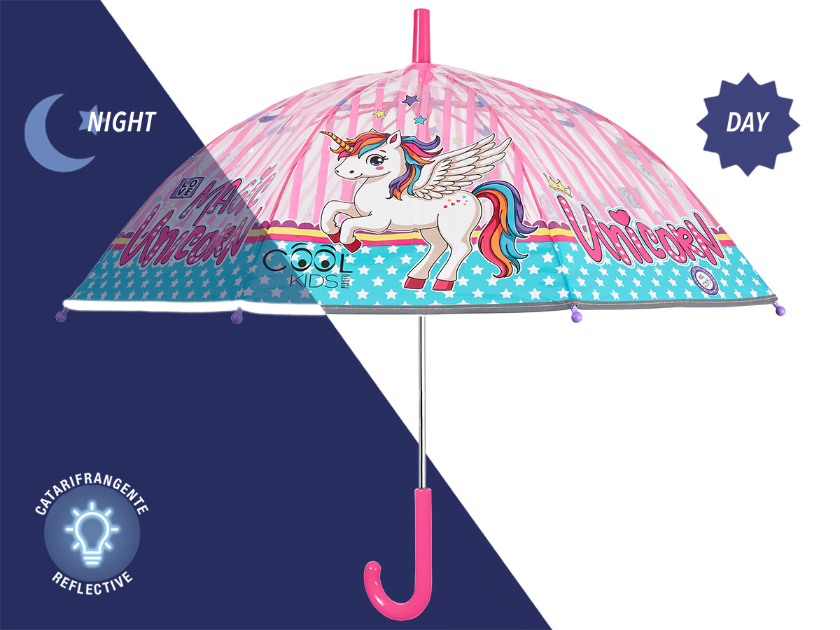 OMBRELLO MANUALE 45cm CUPOLA POE UNICORNO COOLKIDS PERLETTI 15674 40035