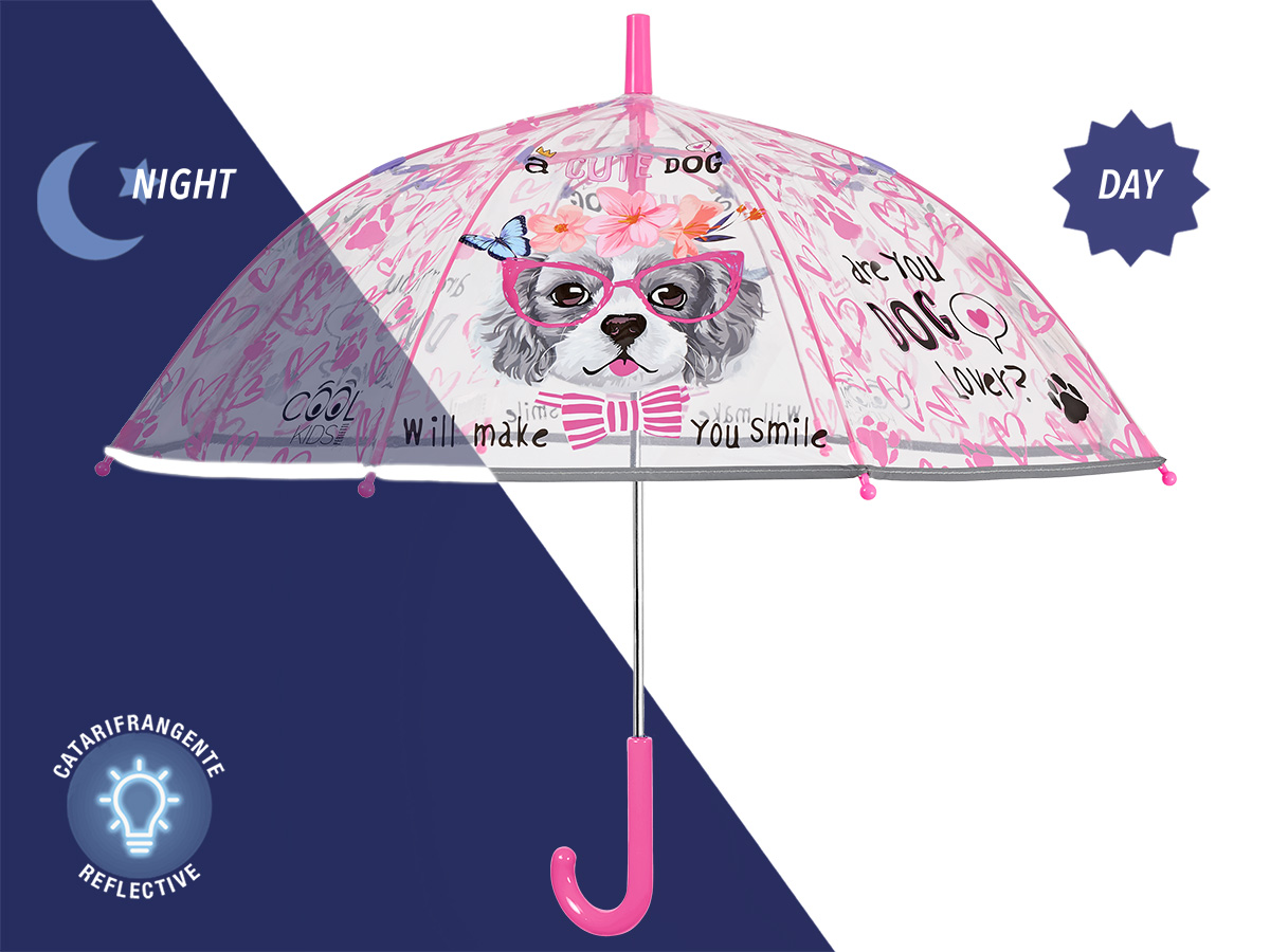 OMBRELLO MANUALE 45cm CUPOLA POE ANIMALS COOLKIDS PERLETTI 15672 40035