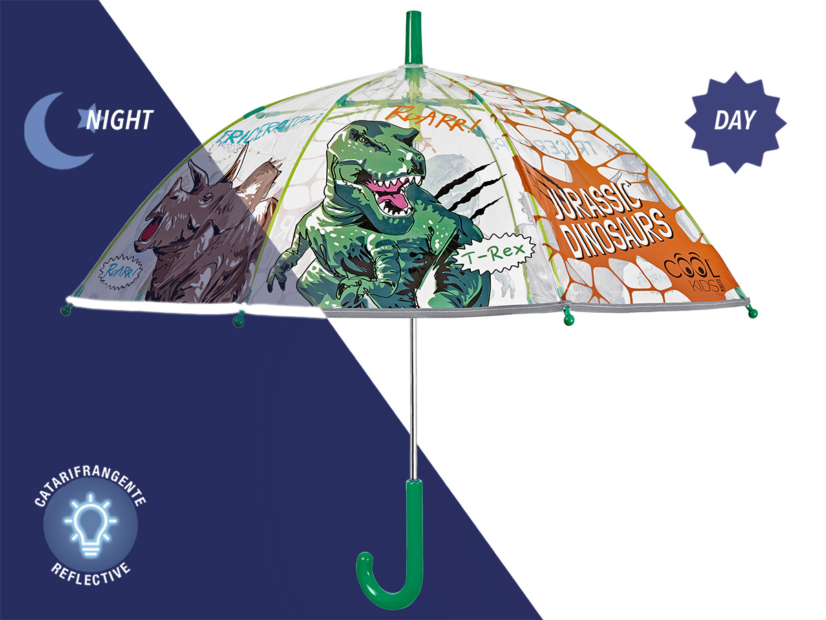 OMBRELLO MANUALE 45cm CUPOLA POE DINOSAURI COOLKIDS PERLETTI 15670 40035