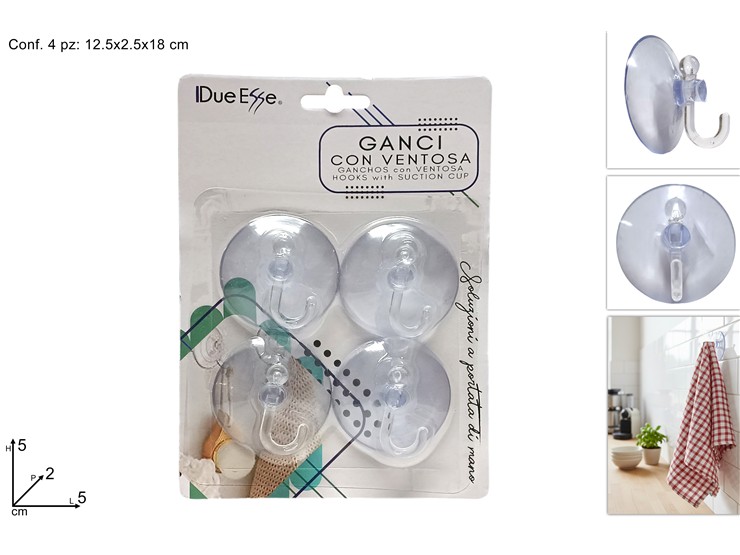 GANCIO VENTOSA SET 4pz 5cm 235751 40842