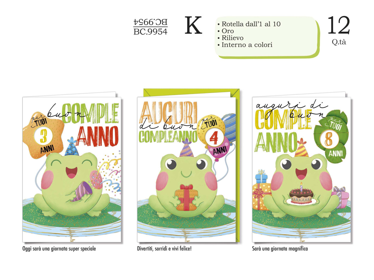BC9954 BIGLIETTI COMPLEANNO BAMBINI CON ROTELLA ETA' 40631