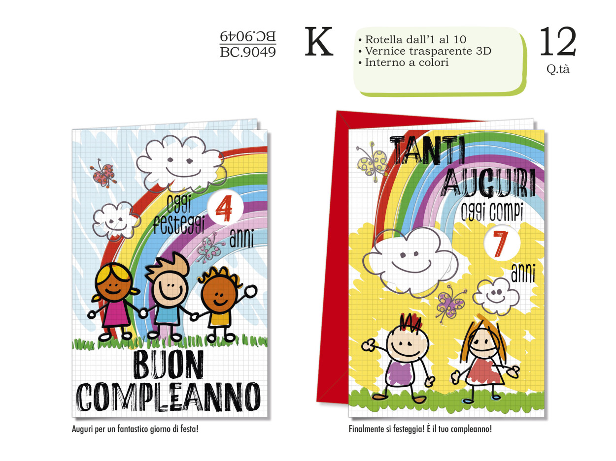 BC9049 BIGLIETTI COMPLEANNO BAMBINI ROTELLA 40631