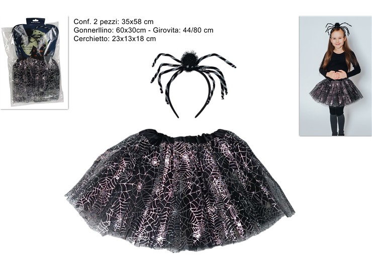 GONNELLINO TULLE + CERCHIETTO RAGNO SET 2pz 431093 40649