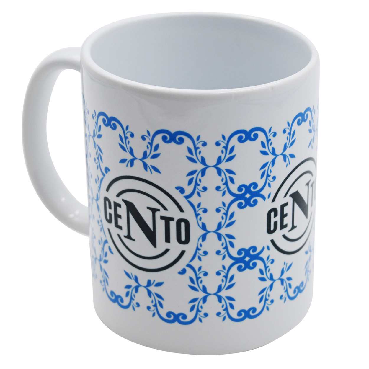 NACE08 TAZZA IN CERAMICA STAMPA IN AZZURRO E LOGO BLU NAPOLI CENTO 41426
