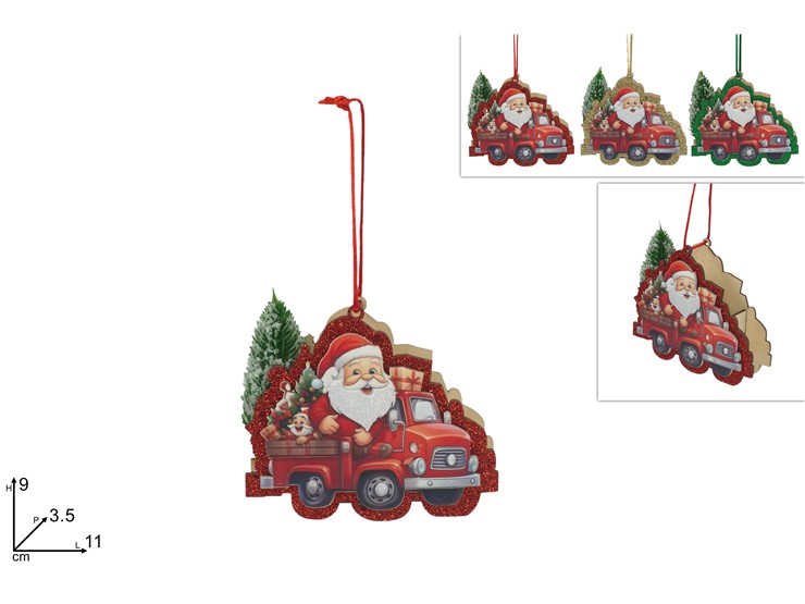 APPENDINO FURGONCINO CON BABBO NATALE IN LEGNO 481234 40649