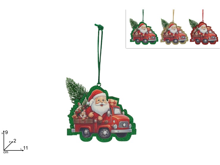 APPENDINO FURGONCINO CON BABBO NATALE IN LEGNO 481227 40649