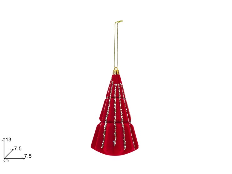 APPENDINO ALBERO IN VELLUTO ROSSO CON GLITTER ORO 452357 40649