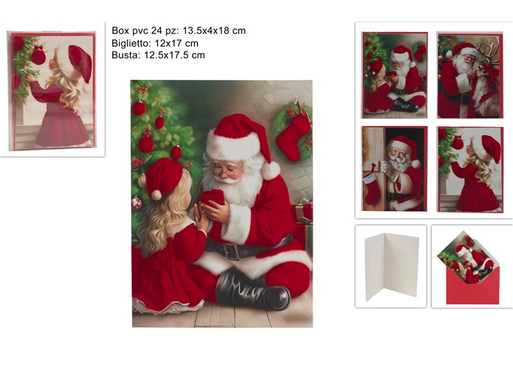 BIGLIETTO AUGURI 12x17cm SCENARIO NATALIZIO VELLUTO ROSSO 446936 40649