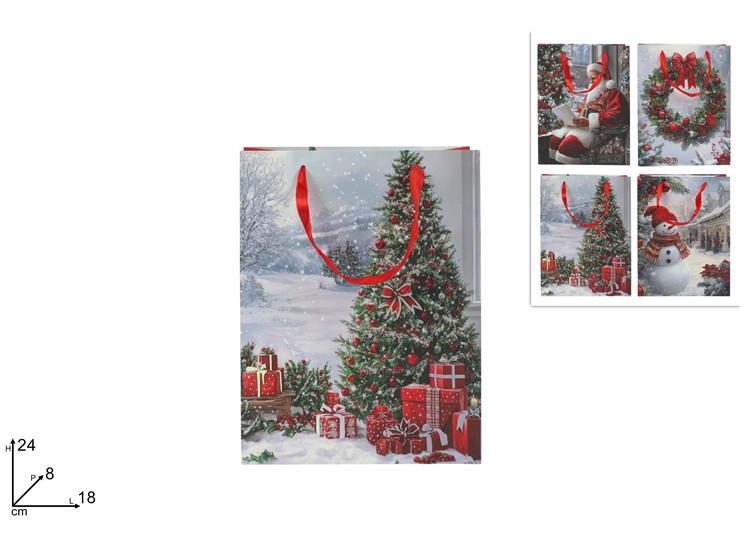BUSTA REGALO 18x24x8cm SCENARIO NATALIZIO 445076 40649