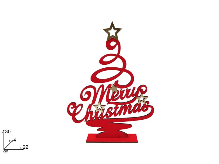 ALBERO IN LEGNO CON VELLUTO ROSSO CON SCRITTA 30cm 438214 40649