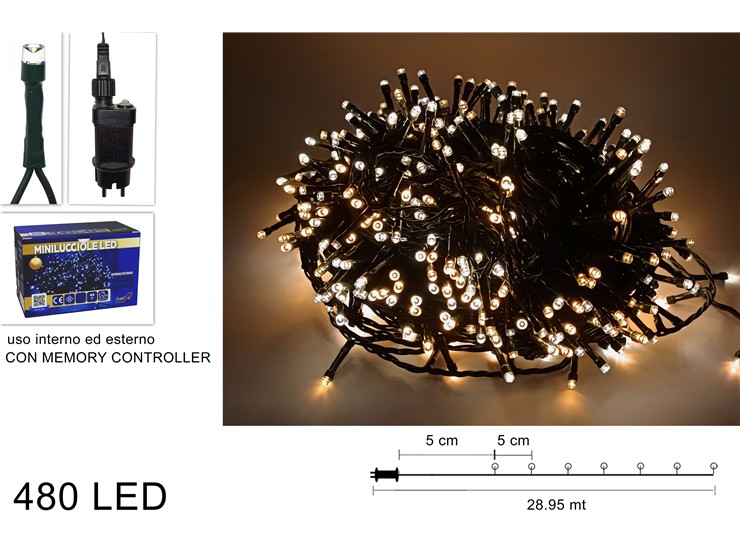 MINILUCCIOLE 480LED IN SCAT. USO ESTERNO BIANCO CALDO 524912 40649