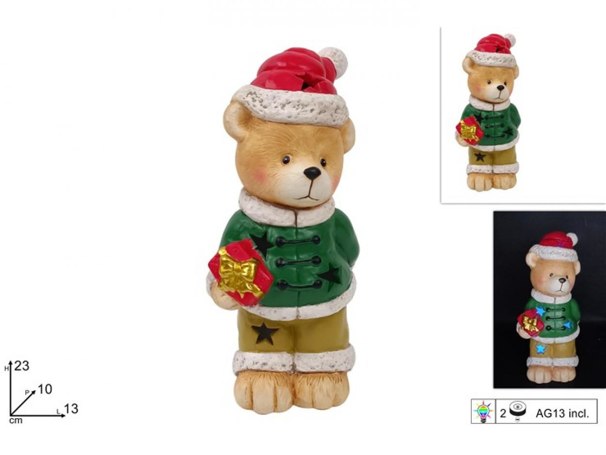 ORSO NATALZIO 23cm CERAMICA CON LUCE 384436 40649