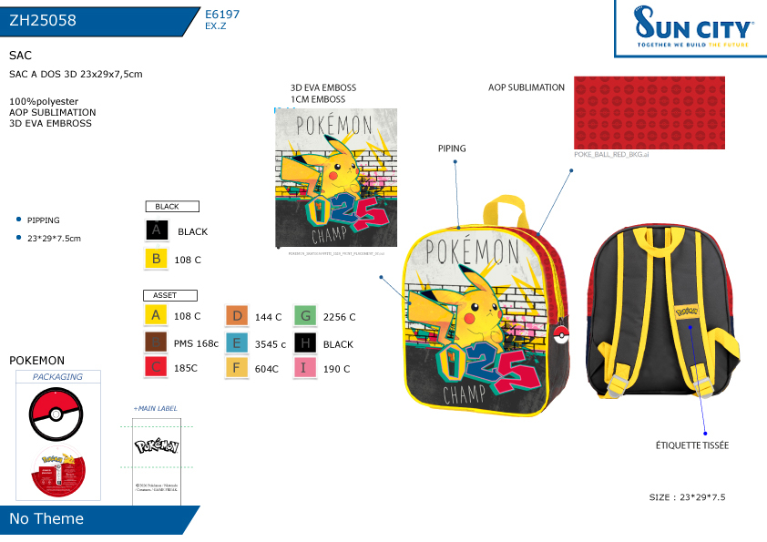 ZH25058 SAC A DOS 3D 23x29x7,5cm 40892