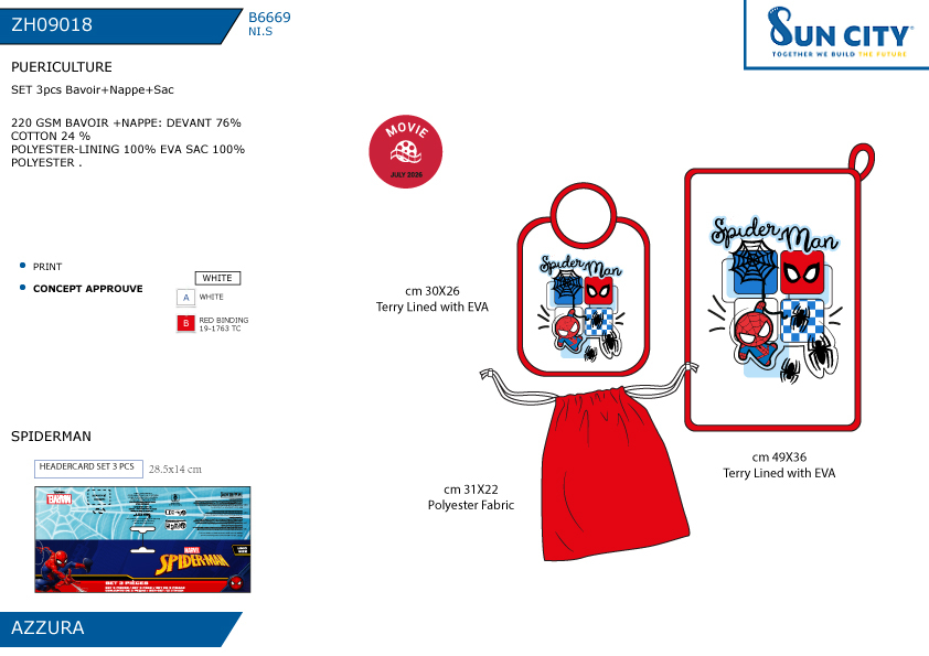 ZH09018 SET 3PCS BAVOIR+NAPPE+SAC 40892