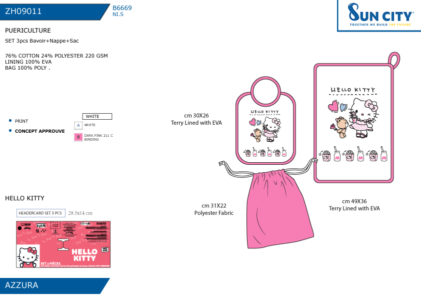 ZH09011 SET 3PCS BAVOIR+NAPPE+SAC F 40892