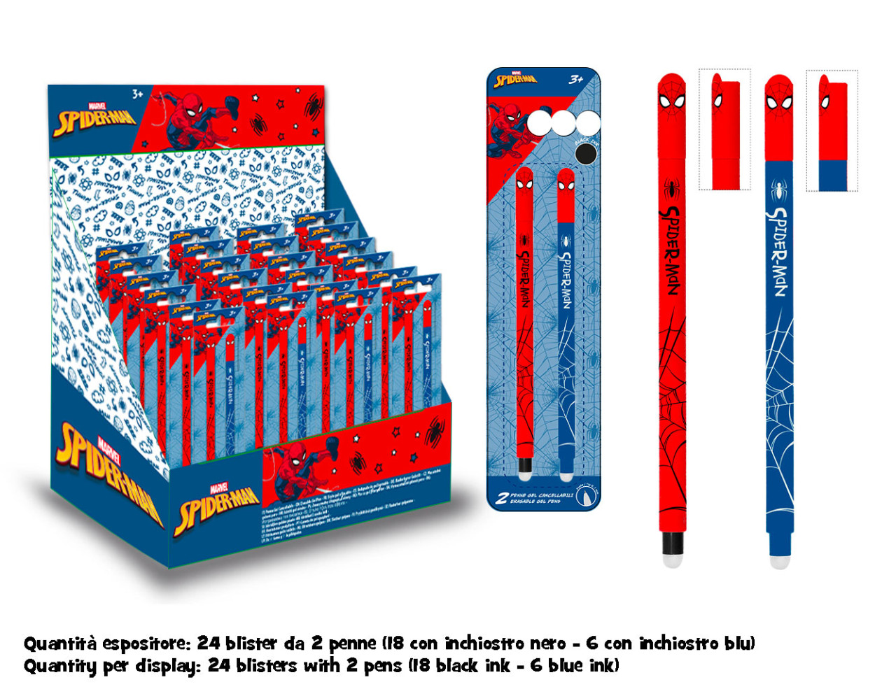 M16297 MC SET 2 PENNE GEL CANCELLABILI SPIDERMAN 40002