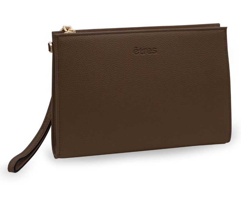ET-HB008 ETRES HANDBAG BROWN-GOLD IN SIMILPELLE CON ZIP E TRACOLLA 41464