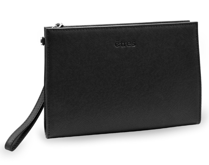 ET-HB014 ETRES HANDBAGS SAFFIANO BLACK-SILVER IN SIMILPELLE CON ZIP E TRAC 41464