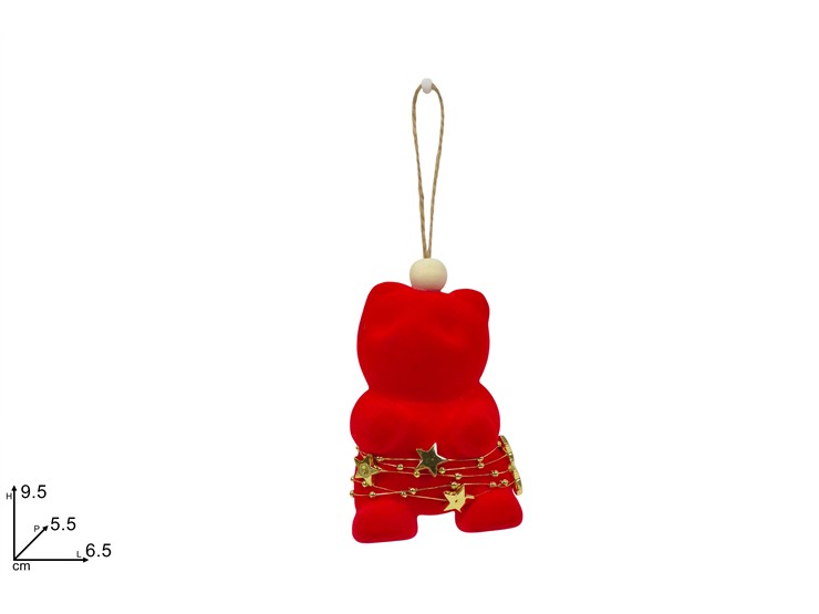 APPENDINO ORSETTO EFFETTO FLOCCATO ROSSO CON FILO ORO 476018 40649