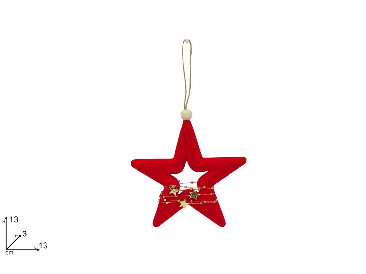 APPENDINO STELLA EFFETTO FLOCCATO ROSSO CON FILO ORO 475929 40649