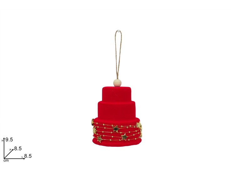 APPENDINO TORTA EFFETTO FLOCCATO ROSSO CON FILO ORO 475868 40649