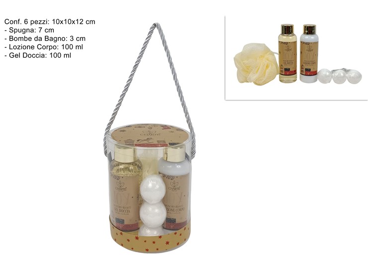 CONFEZIONE REGALO NATALIZIA ORO SET DA BAGNO 3pz CON 3 BOMBE DA BAGNO 402215 40649