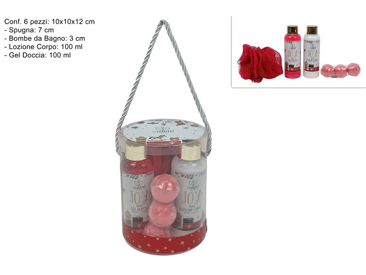 CONFEZIONE REGALO NATALIZIA ROSSO SET DA BAGNO 3pz CON 3 BOMBE DA BAGNO 402208 40649