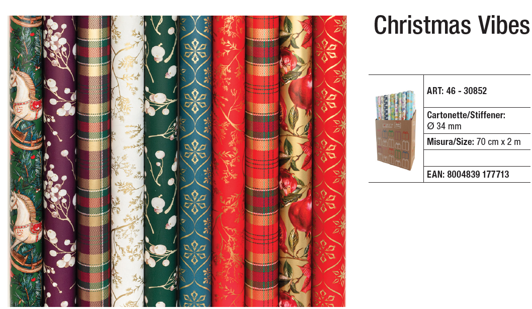 ROTOLINI ASSORTITI 70cmx2m 30852 CHRISTMAS VIBES 41277