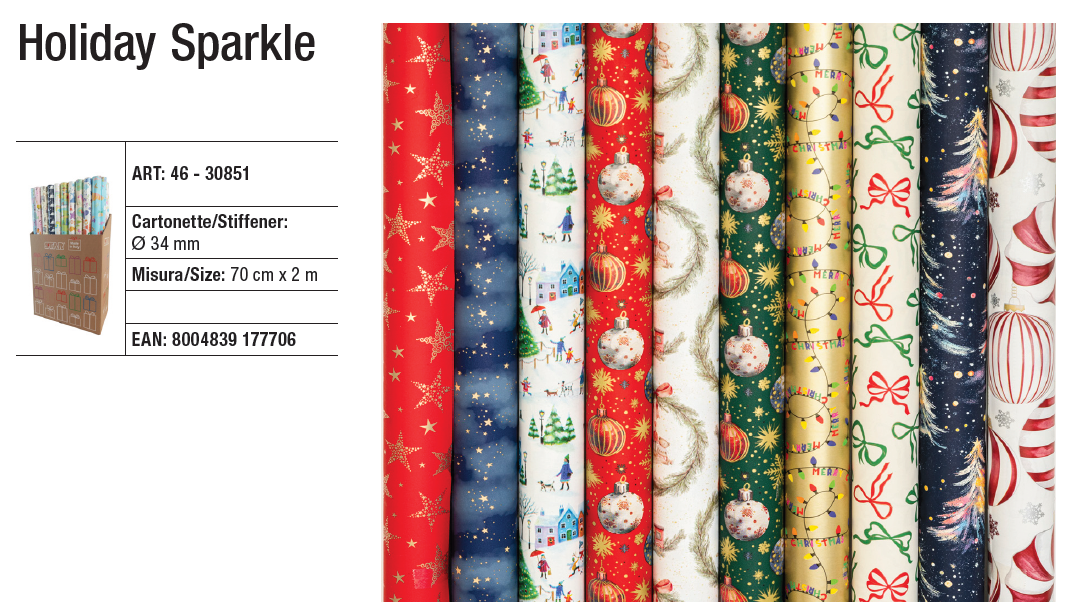 ROTOLINI ASSORTITI 70cmx2m 30851 HOLIDAY SPARKLE 41277