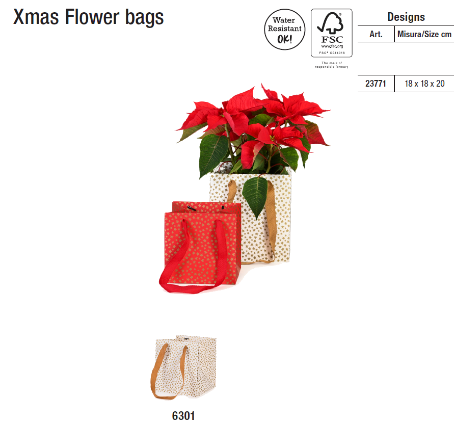 XMAS FLOWER BAGS 18x18x20cm 6301 23771 41277