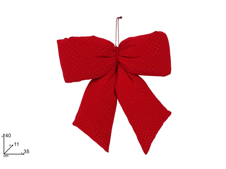 FIOCCO BOMBATO 35x40cm EFFETTO VELLUTO ROSSO CON APPLICAZIONE 487847 40649