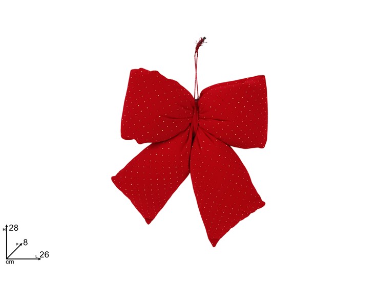 FIOCCO BOMBATO 26x28cm EFFETTO VELLUTO ROSSO CON APPLICAZIONE 487823 40649
