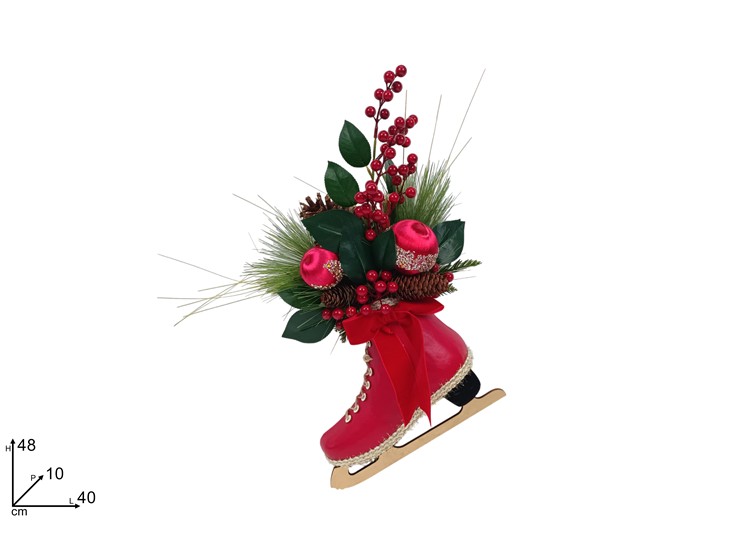 DIETROPORTA DECORATO CON PATTINO ROSSO CON BACCHE E PALLE 454061 40649