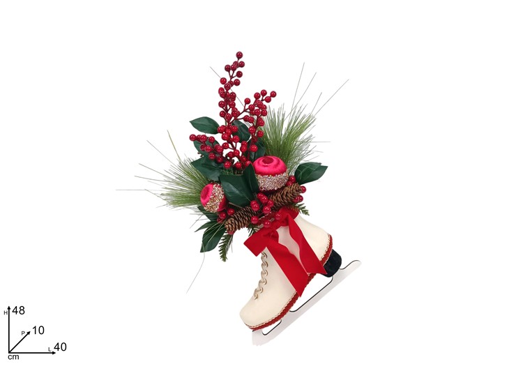 DIETROPORTA DECORATO CON PATTINO BIANCO CON BACCHE E PALLE 454047 40649