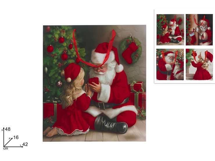 BUSTA REGALO 42x48x16cm E SCENARIO NATALIZIO CON VELLUTO ROSSO 445014 40649