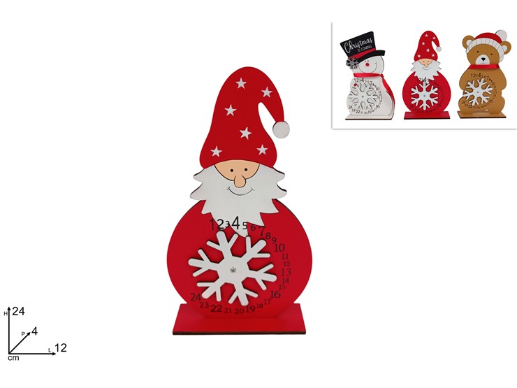 DECORAZIONE SOGGETTO NATALIZIO CON CALENDARIO AVVENTO IN LEGNO 438382 40649
