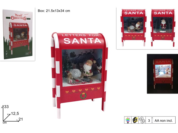 SCENARIO CASSETTA POSTALE 33cm CON MUSICA MOVIMENTO LUCE 359670 40649