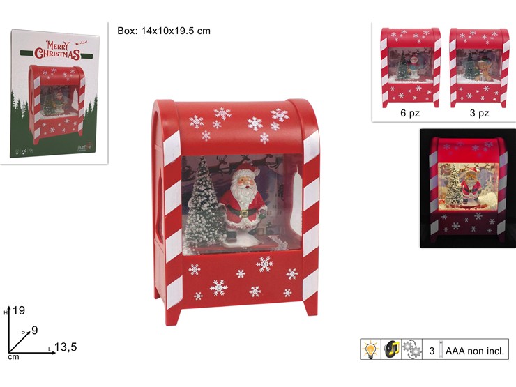 SCENEARIO CASSETTA POSTALE 19cm CON MUSICA MOVIMENTO LUCE 359663 40649