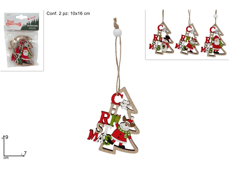 APPENDINO ALBERO CON SOGGETTO NATALIZIO LEGNO SET 2pz 344454 40649