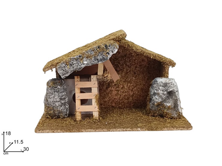 CAPANNA LEGNO CON ROCCIA E MUSCHIO 958014 40649