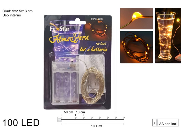 FILO 100 MICROLED BATTERIA BIANCO CALDO WARM 941344 40649