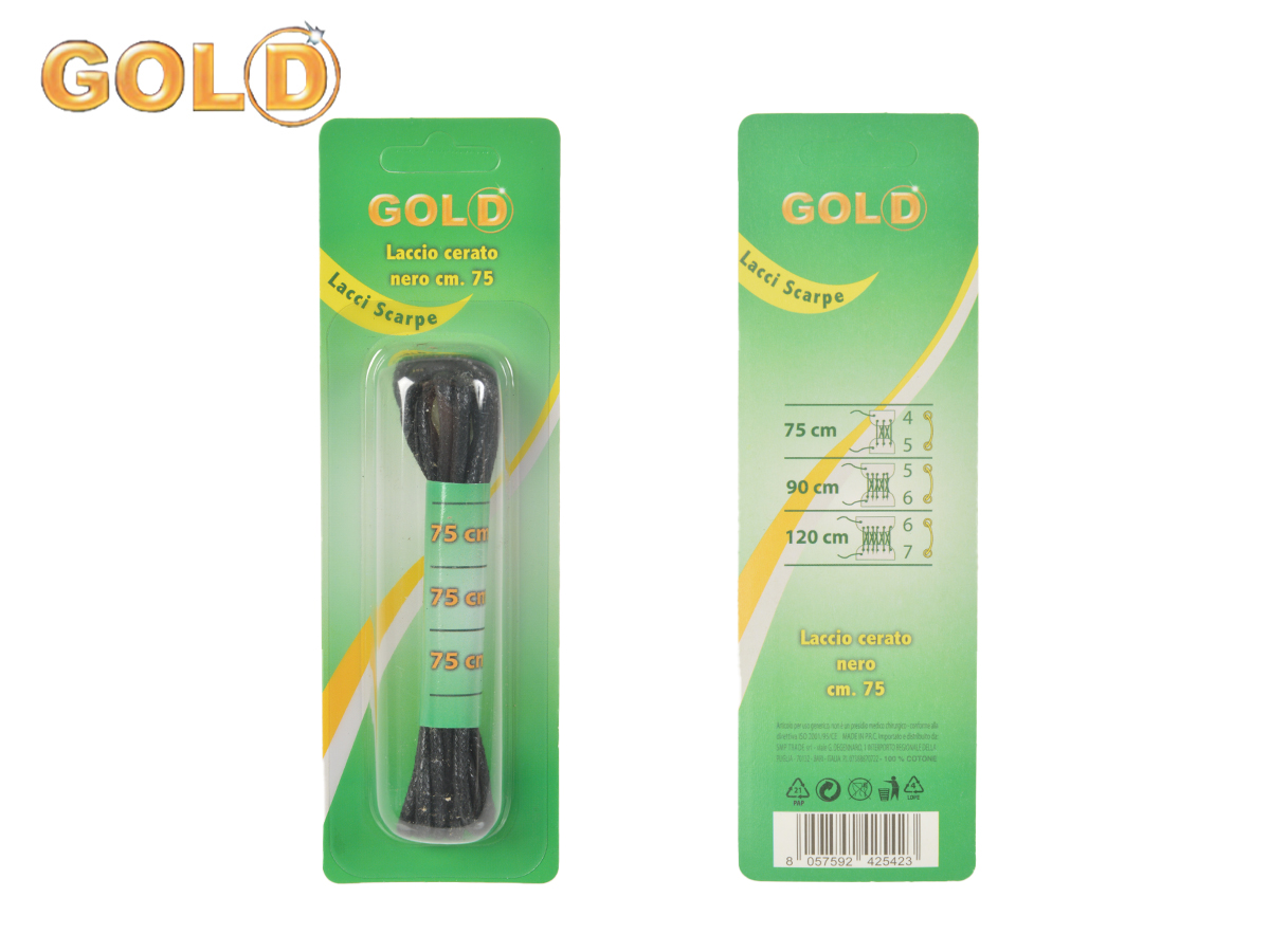 LACCIO CERATO NERO 2.8MMx75cm GOLD 425423 41190