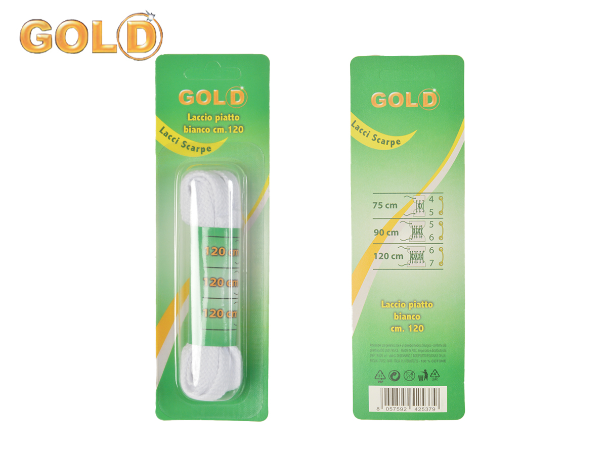 LACCIO PIATTO BIANCO 8MMx120cm GOLD 425379 56249