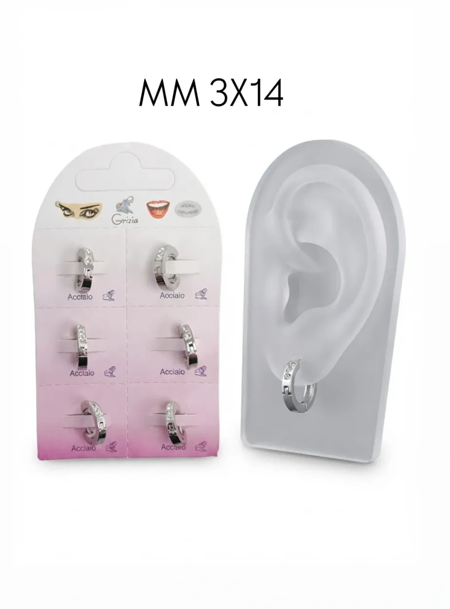 OR5816 CERCHI DA LOBO mm 3x14 CON ZIRCONI ACCIAIO 57992