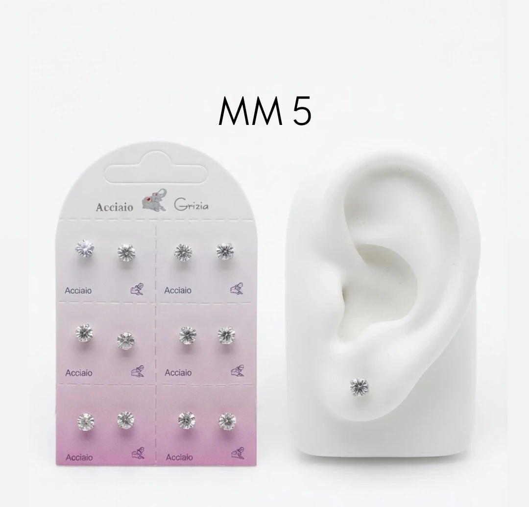 OR5804 ORECCHINO IN ACCIAIO CON ZIRCONE 5 mm 57992