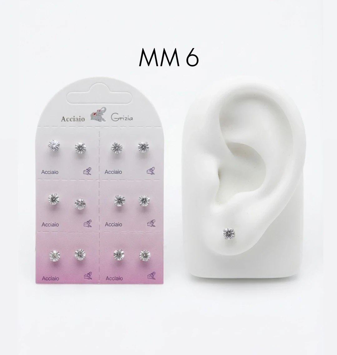 OR5805 ORECCHINO IN ACCIAIO CON ZIRCONE 6 mm 57992