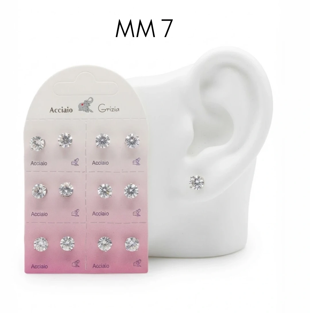 OR5806 ORECCHINO IN ACCIAIO CON ZRICONE 7 mm 57992