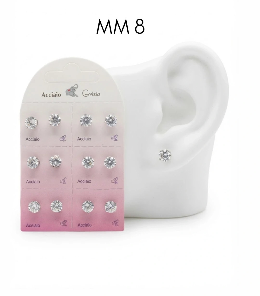 OR5807 ORECCHINO IN ACCIAIO CON ZIRCONE 8 mm 57992