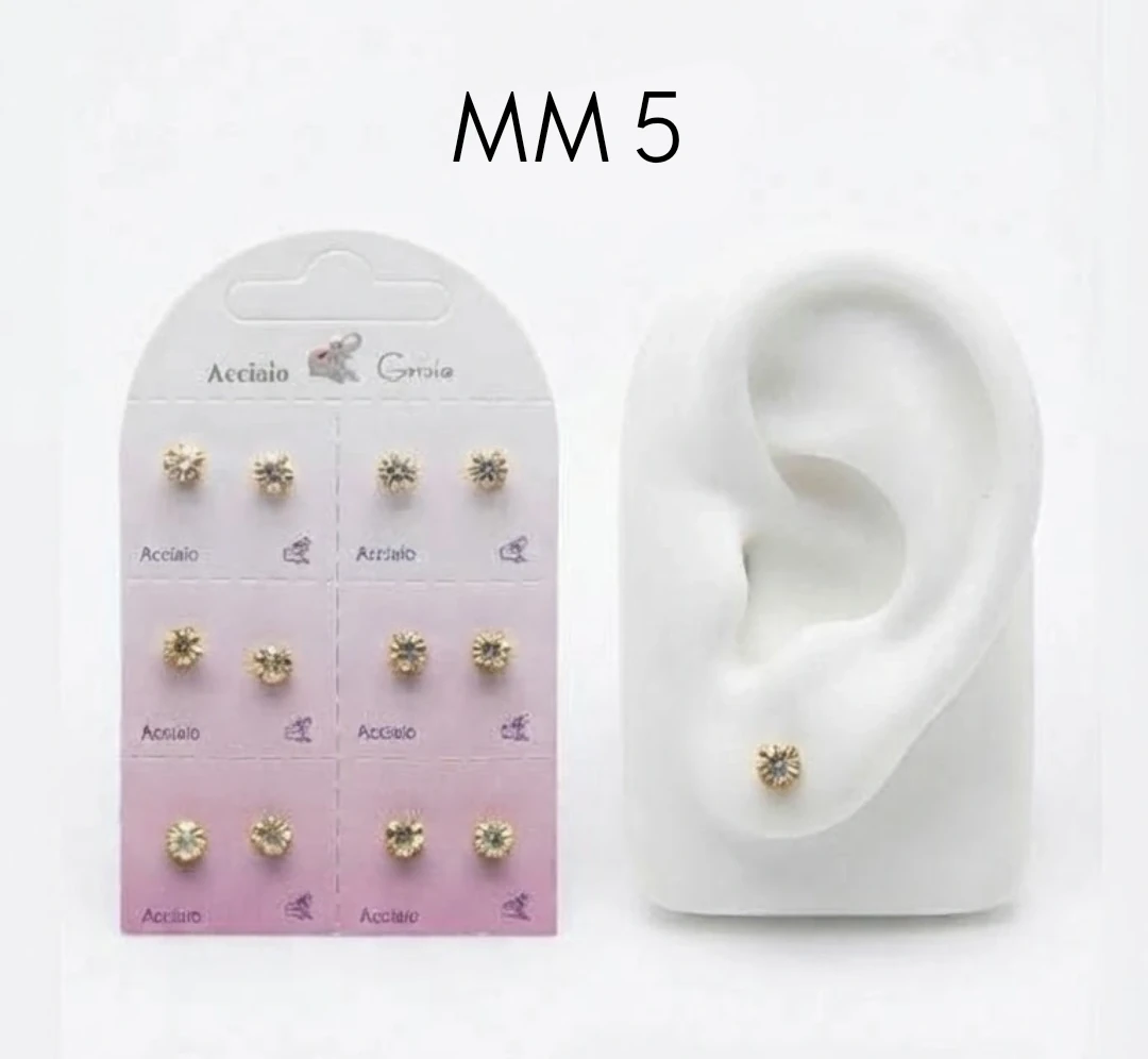OR5800 ORECCHINO IN ACCIAIO COLORE ORO CON ZIRCONE 5 mm 57992